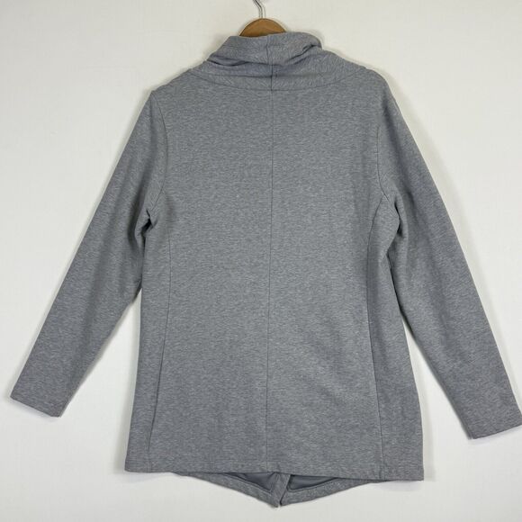 Lucy Grey Faux Wrap‎ Front Cowl Neck Pullover Sweatshirt Top Women's Medium - Picture 4 of 6